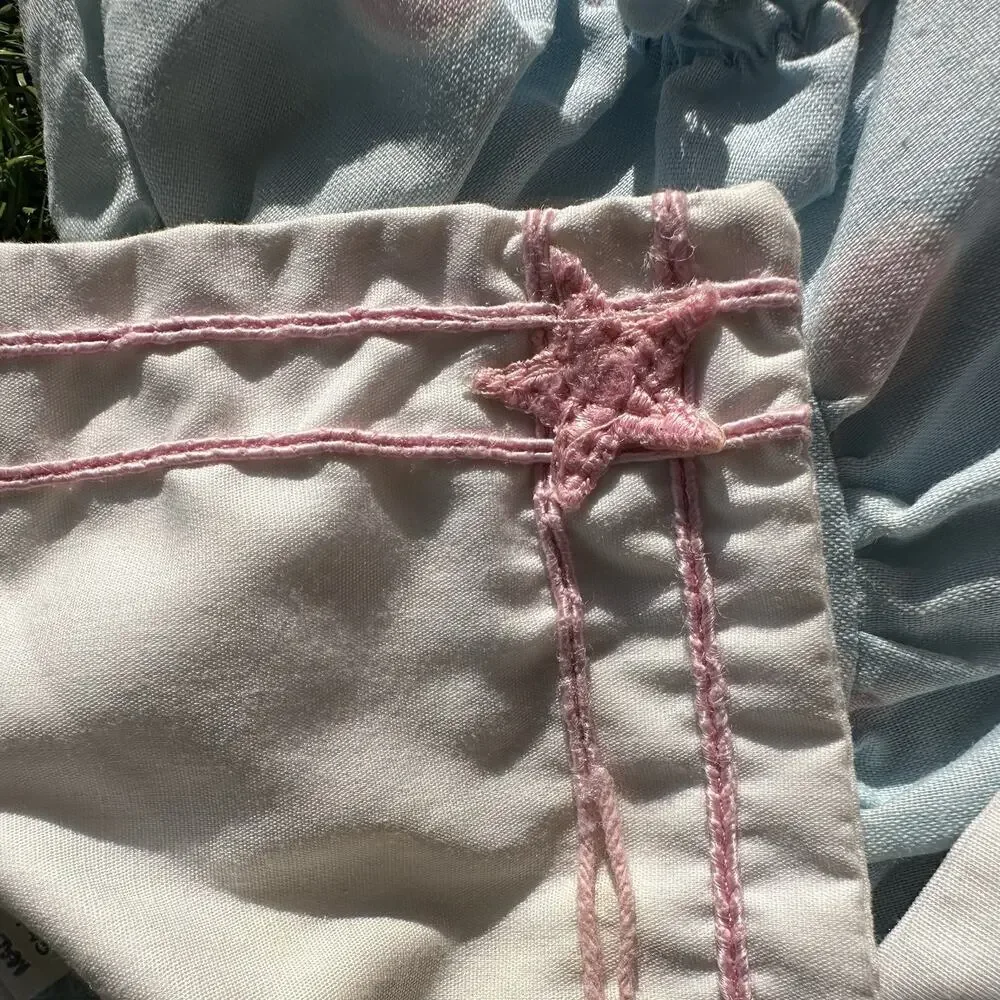 Vintage Bryan Baby Dress 6-9‎ Months USA Sailor Collar Bow Blue Pink Polka Dot